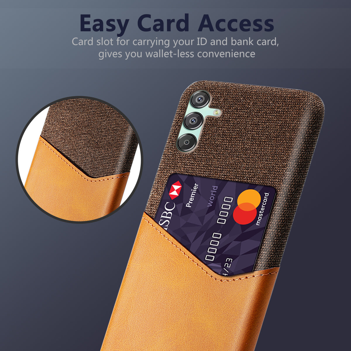 For Samsung Galaxy F15 5G / M15 5G Case Card Slot PC Phone Cover Cloth Texture For Samsung Galaxy F15 5G / M15 5G Case Card Slot PC Phone Cover Cloth Texture